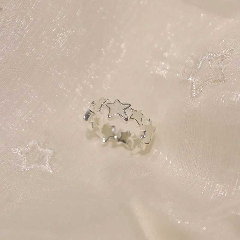 Fashionable Pink Sparkling Star Open Ring Y2K Girl Cute and Cute Adjustable Pink Ring Female Retro Irregular Aesthetic Jewelry W250111