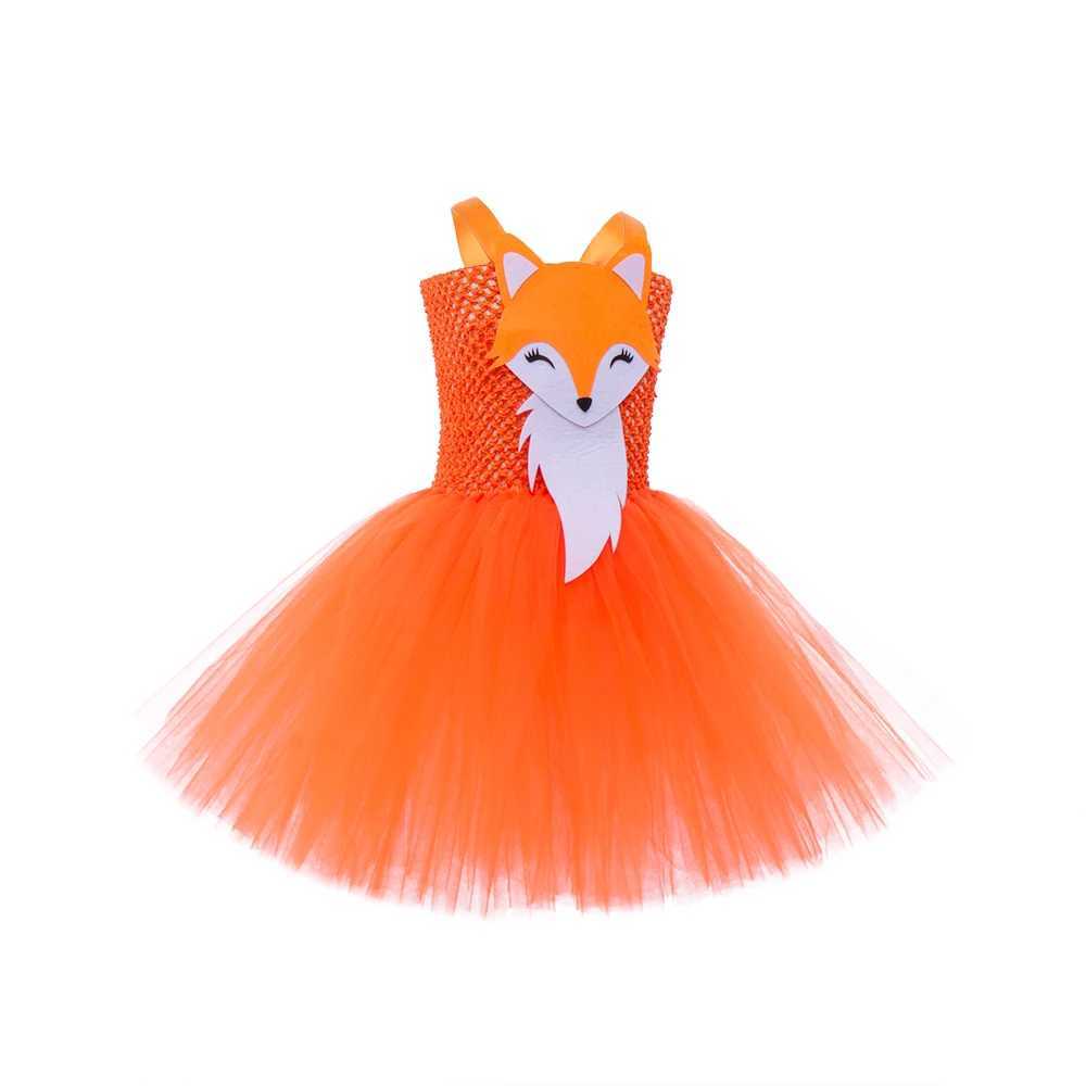 Orange Miss Fox costume Tutu dress girl forest themed role-playing costume children Par dress cute animal patterned birthday dress W250111