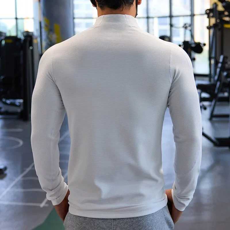Sports and fitness jacket for men in autumn thick elastic fast drying ultra-thin gym training clothes outdoor running upright zipper top W250111