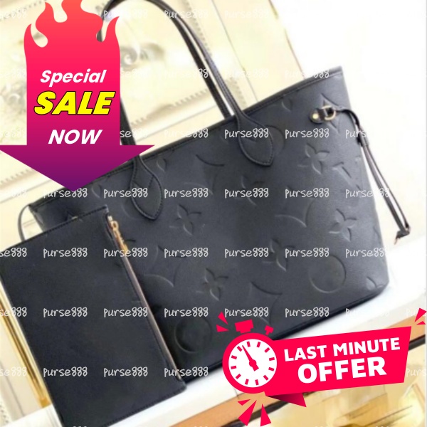 Luxurys Designer Bag 2pcs Set Embossed black Flower Women Handbag Shoulder Bags woman Fashion Composite bag Lady Clutch leather Tote Bags Female Coin Purse Wallets