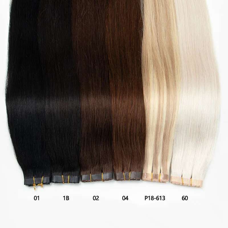 Invisible Hole Flat Pu Twin Tabs 25Cm Long Tape PU Weft Real Human Hair No Glue Microk Application 40-50G