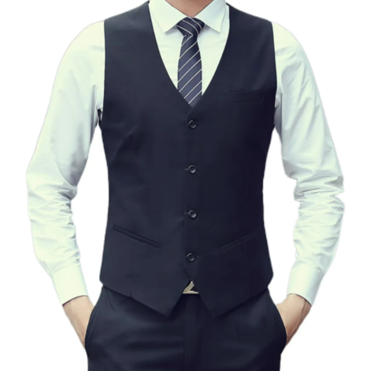 Retro Style Vest with VneckCasual Business Cardigan for Mensinglebreasted Suit Vests Menvest Office 250107