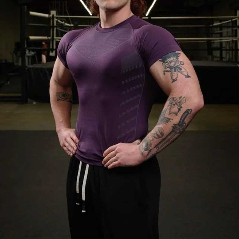Mens quick drying running shirt compression fitness shirt mens sports shirt short sleeved summer sports T-shirt W250111