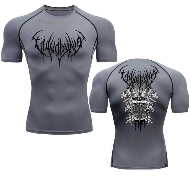 Y2K Skeleton Compression Shirt Mens Sprint T-shirt Fitness Fast drying Breathable Black Fitness Sportswear Fitness W250111