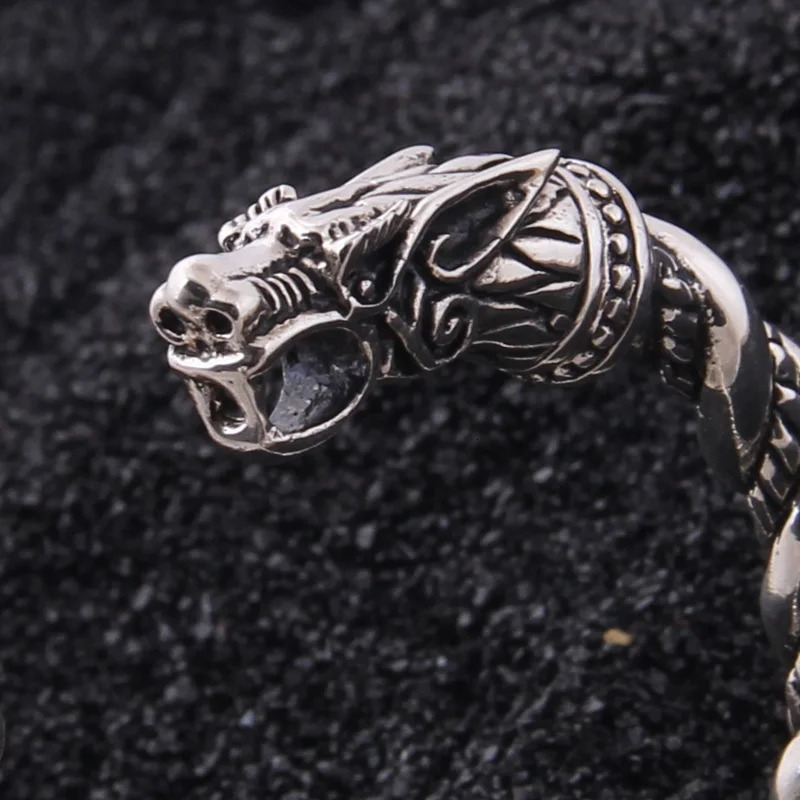 S925 sterling silver Viking wolf bracelet with wooden box as a gift for men or women 250109