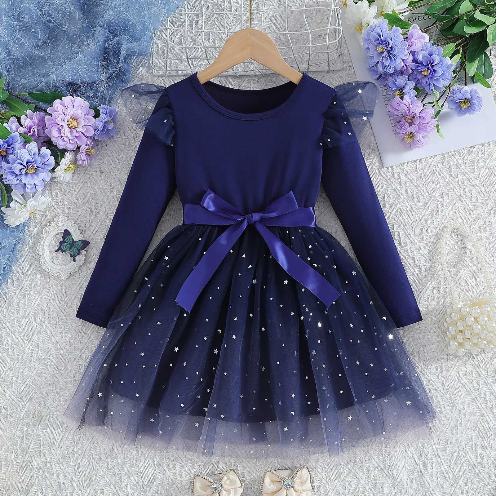 2025 New Womens Clothing Autumn Spring Childrens Princess Dress Birthday Par Dress Childrens Fashion Sleep 1-8T W250111