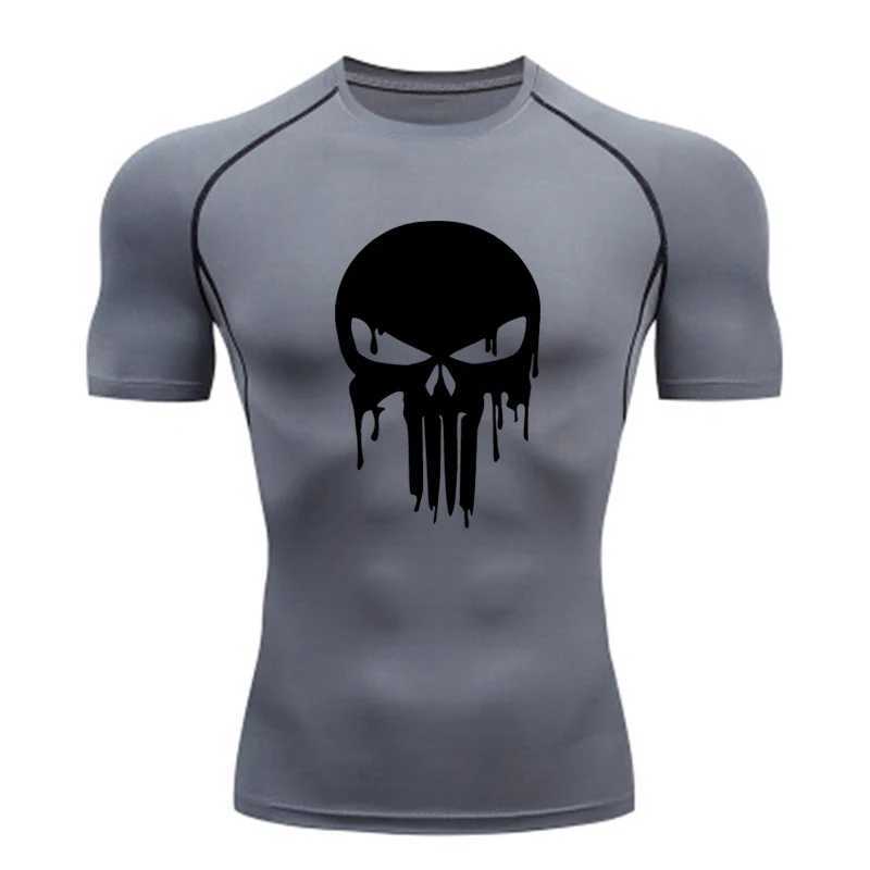 Summer sports top mens running T-shirt skeleton fitness short sleeved quick drying compression T-shirt W250111