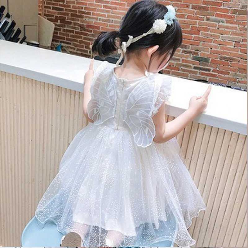 Girl Dress Wing Sleeveless 2025 New Childrens Clothing Summer Princess Dress Par Baby Dress Childrens Clothing Fashion 1-6Y W250111