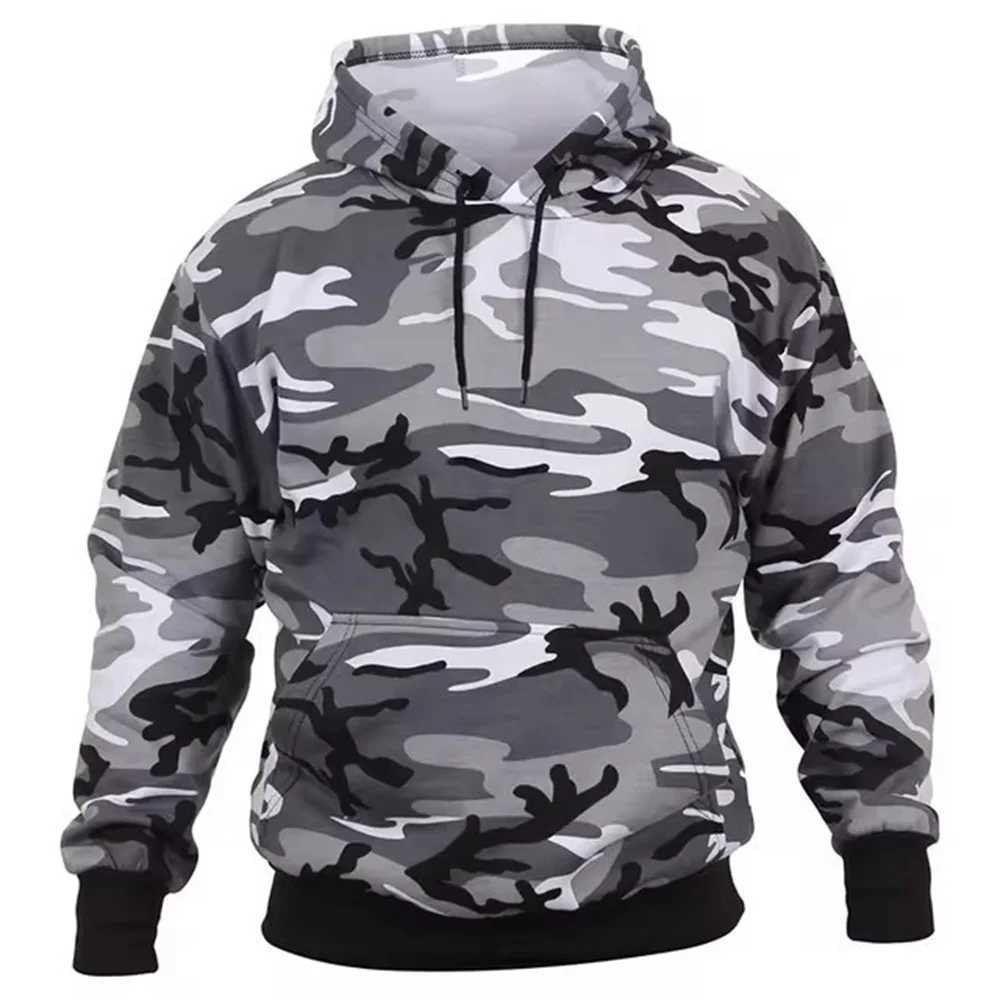 Military camouflage hoodie camouflage 3D printed mens and womens fashionable casual pull rod outdoor sports top W250110