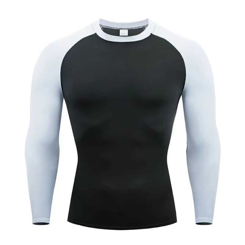 Compression T-shirt mens long sleeved fitness running shirt quick drying exercise tight fitting fitness gym sports T-shirt mens Rashgaard W250111
