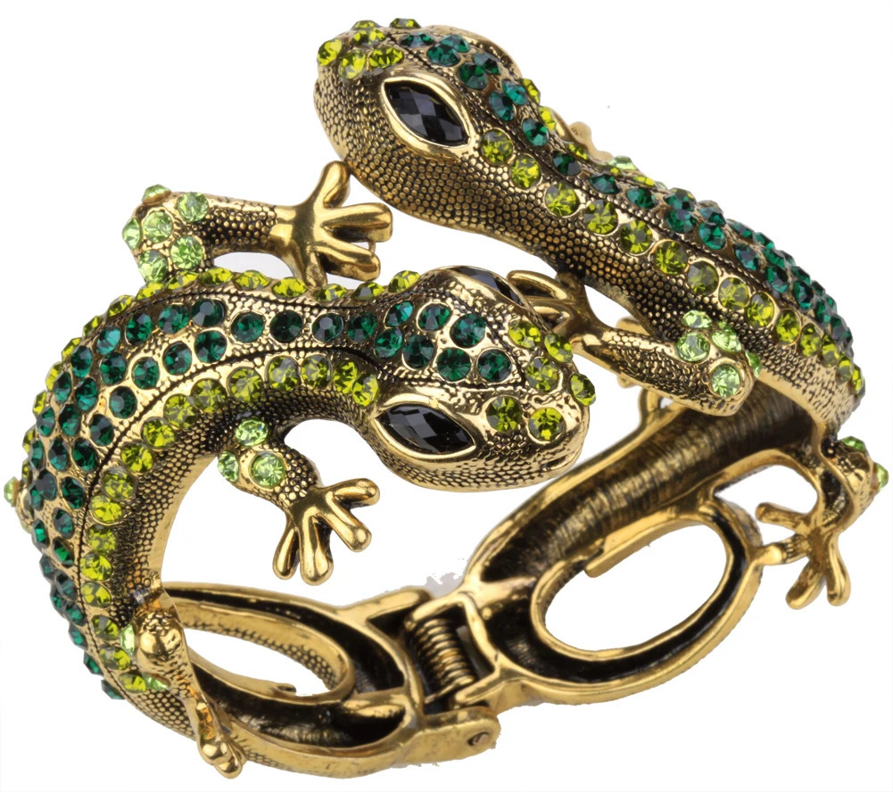 YACQ gecko bracelet antique gold silver animal sparkling crystal jewelry gift for women 250109