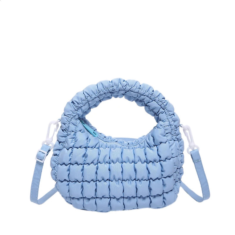 Women Quilted Shoulder Bag Pleated PU Leather Puffer Tote Bag Removable Strap Cloud Bubbles Hobo Cute Pouch for Party Vacation 250106