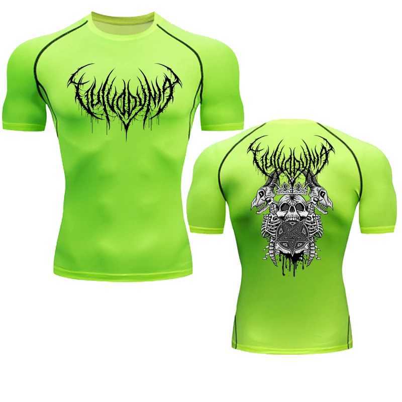 Y2K Skeleton Compression Shirt Mens Sprint T-shirt Fitness Fast drying Breathable Black Fitness Sportswear Fitness W250111