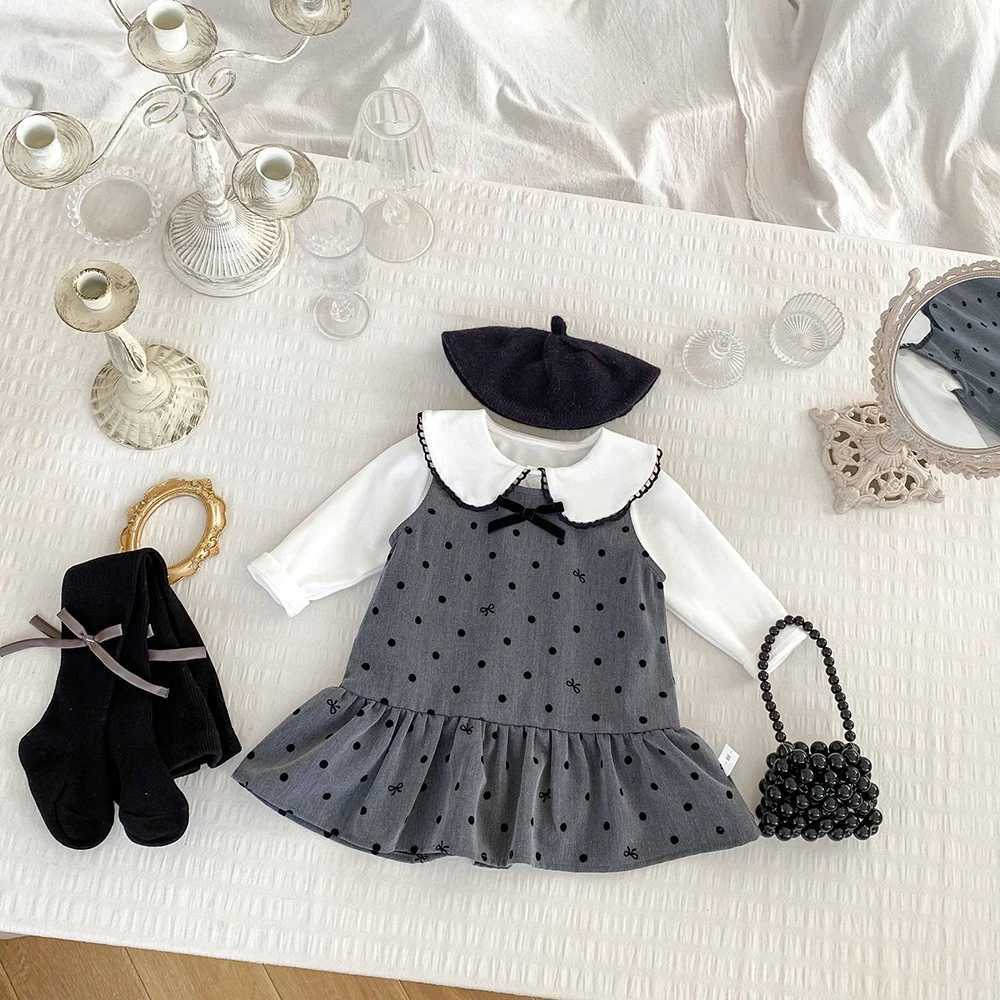 Spring 2025 new womens sleeveless polka dot vest pleated dress options long sleeved T-shirt W250111