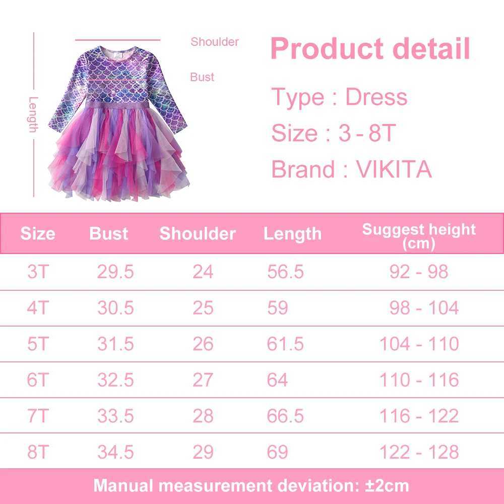 Vegeta girls mermaid print dress childrens autumn spring long sleeved irregular dress girls chiffon net Tutu Par princess dress W250111