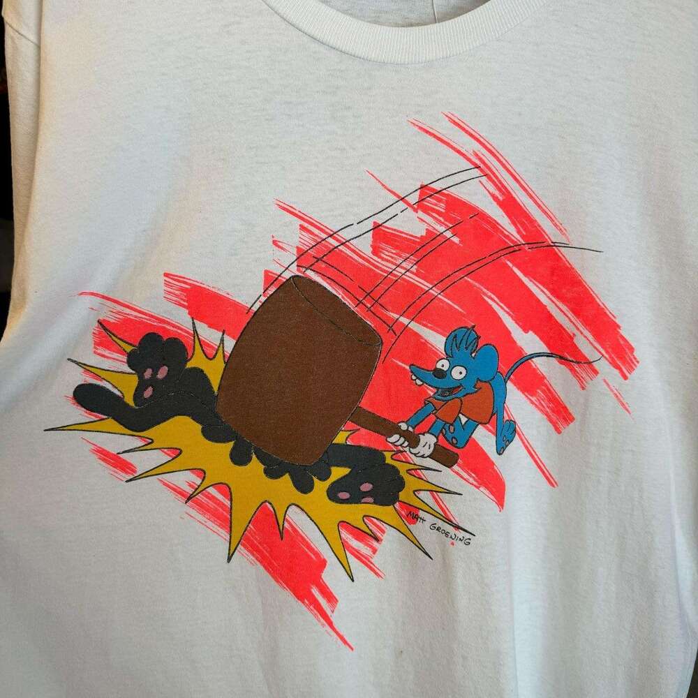 LODED DIPER American cartoon graffiti mouse print short t-shirt men's loose round neck half sleeved top