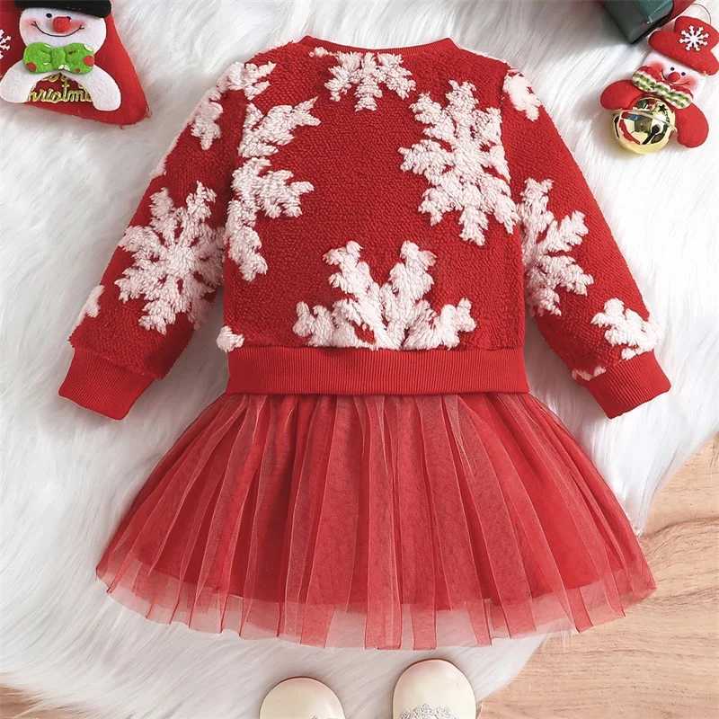 Christmas Childrens Baby Girls Princess Dress Fluffy Snowflake Tulle Tutu Dress Childrens Girls Fashion Patch Work Christmas Dress W250111