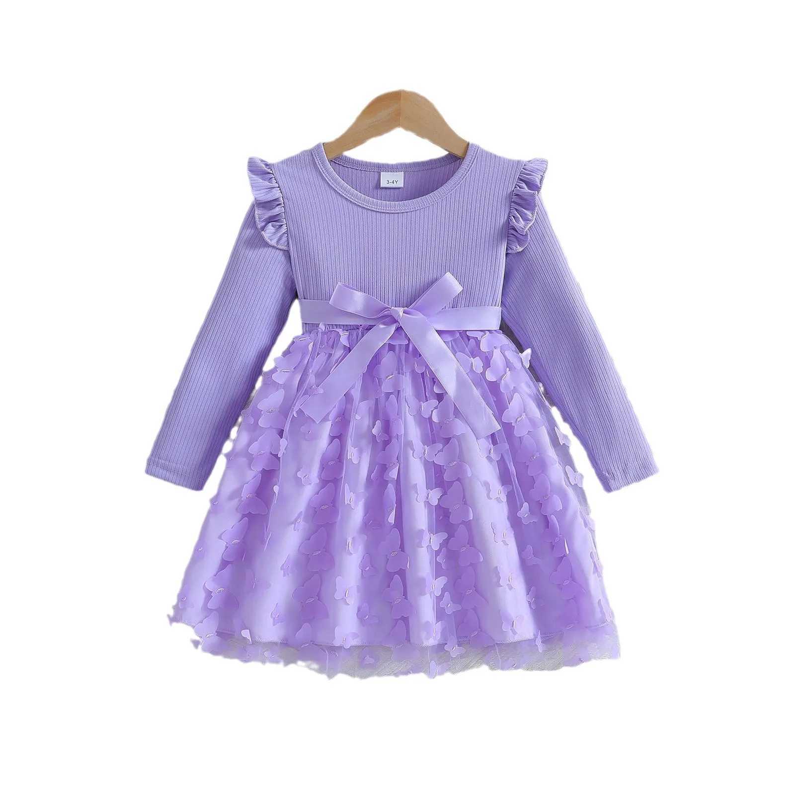 Girl dress blue pink autumn princess dress childrens clothing birthday Par dress black long sleeved childrens fashion 1-6Y W250111