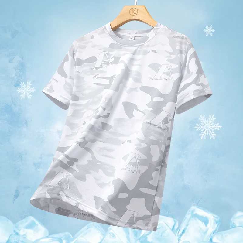 2024 new camouflage mens round neck short sleeved T-shirt quick drying summer cool thin breathable outdoor sports shirt W250111