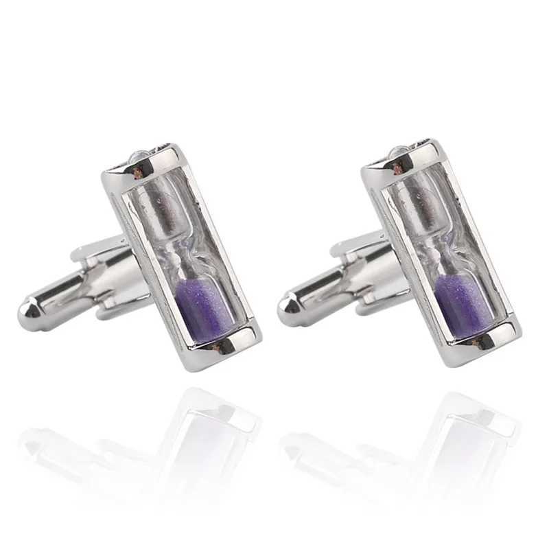 Blue crystal hourglass cufflinks mens Canadian French shirt cufflinks mens tie clip cufflinks fashion boy friend gift W250111