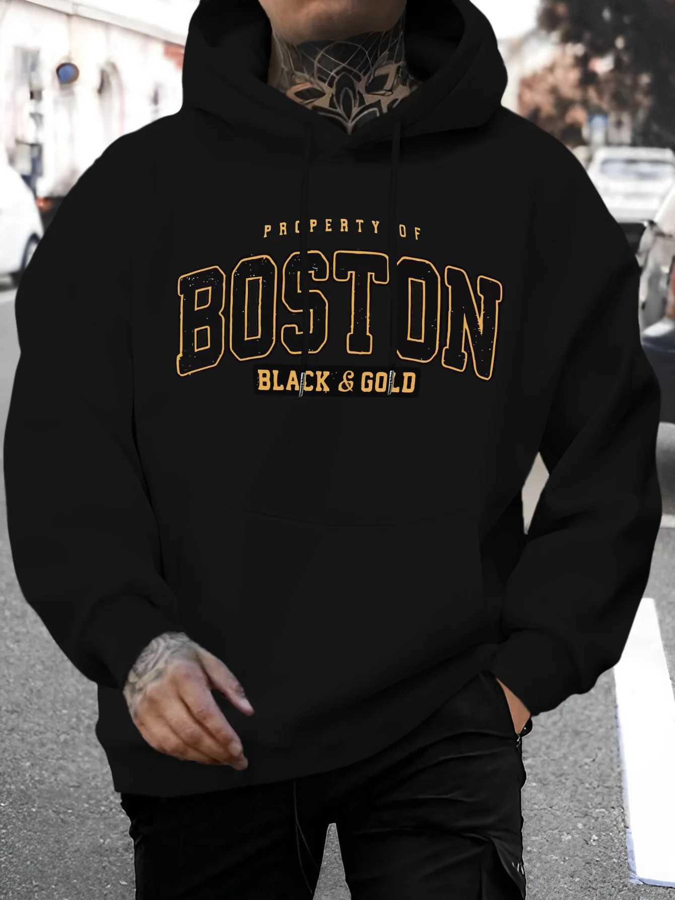 AutumnWinter Boston Hoodie Design Mens Street Style Sportswear Autumn Casual Hoodie Fashion Round Neck Hoodie W251020