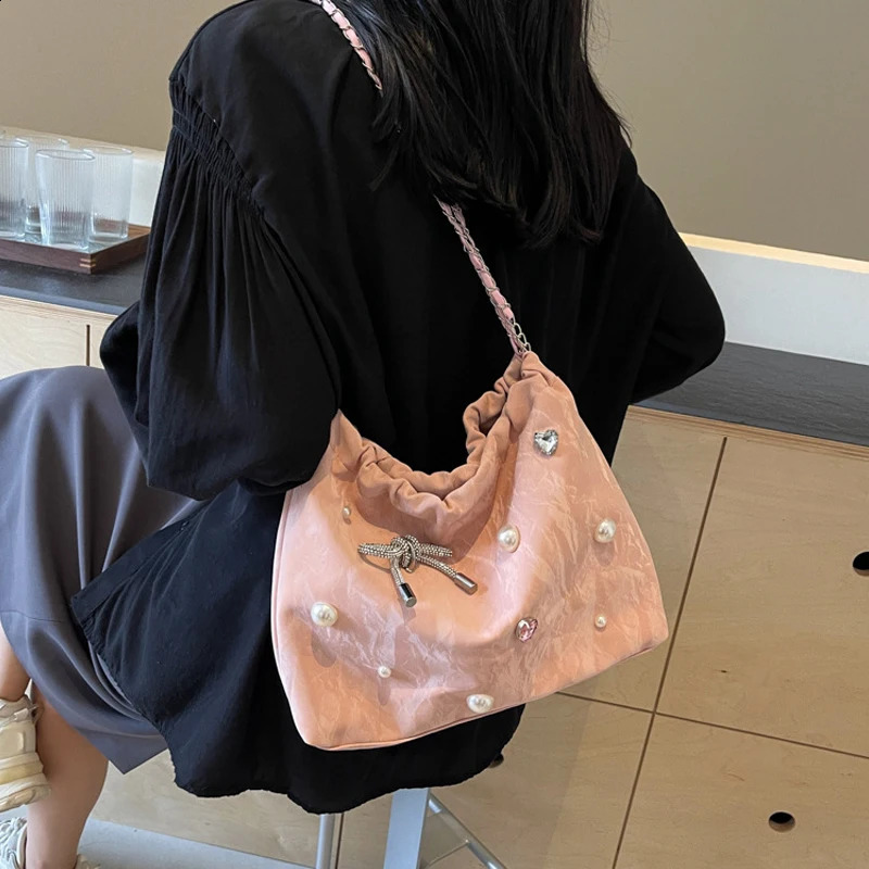 Bow Tote Fashionable Single Shoulder Underarm Bag Large Capacity Versatile 250106