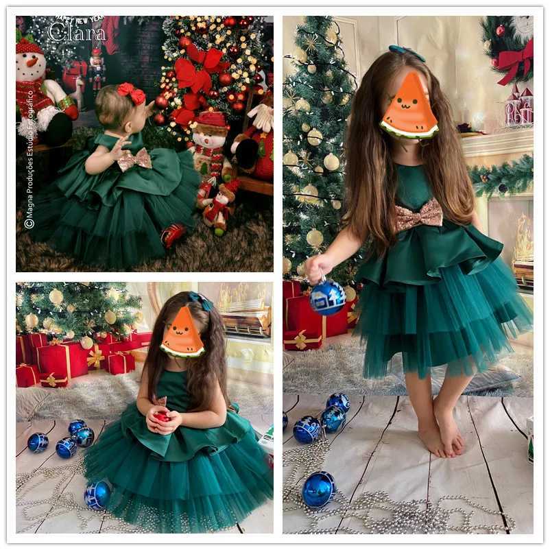 Preschool baby dress big bow baptismal dress girls first birthday Par wedding dress baby clothing Tutu fluffy dress W250111