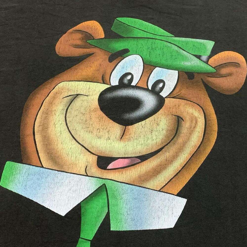 Versatile cartoon Yogi Bear yoga bear print summer round neck college style niche trendy short sleeved T-shirt