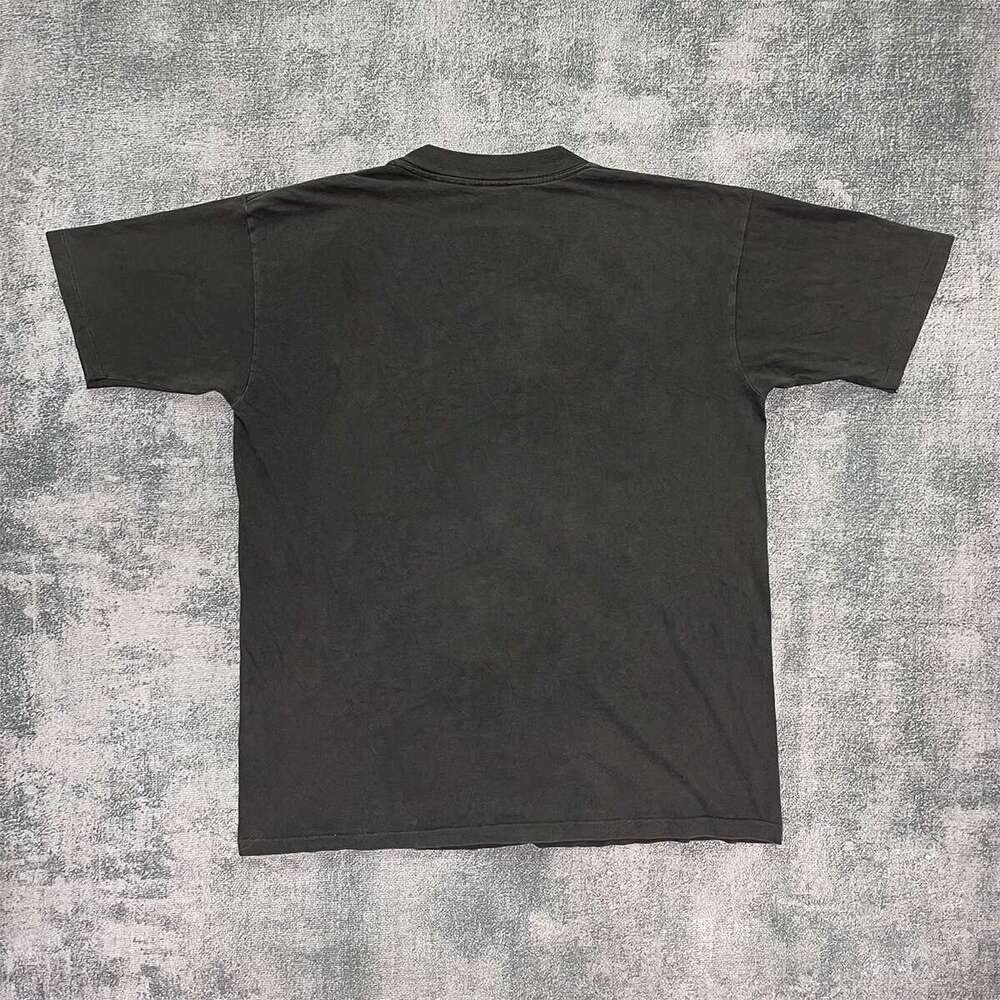 Inspiration Summer New Loose and Versatile Couple Hand drawn Personalized Printed Short Texture Top Half Sleeve