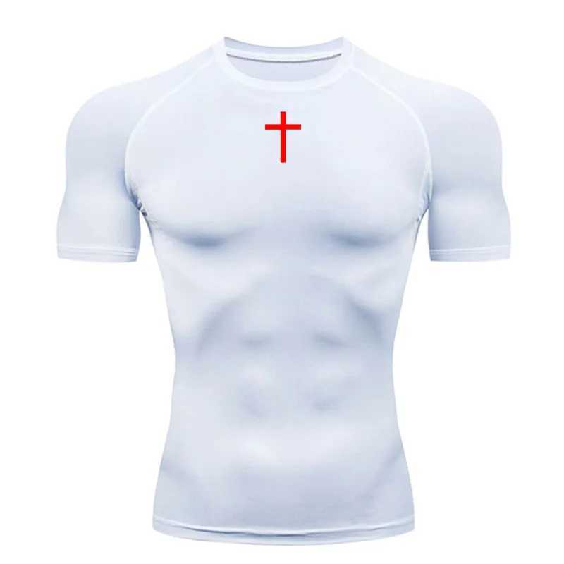 Sports running T-shirt mens compression short sleeved fitness suit black top quick drying gym sportswear W250111