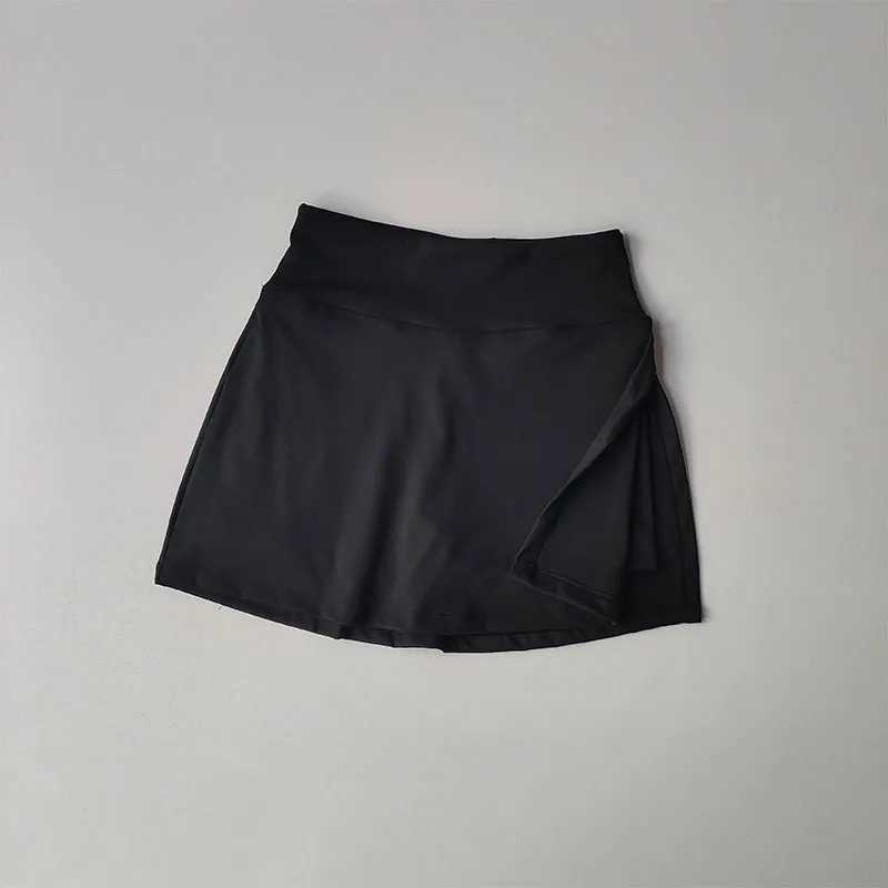 Summer Vacation Two Anti Glare Yoga Half Skirt High Waist Split Tennis Skirt Quick Drying Fitness Short Dress Clothing ShortsXJ250111