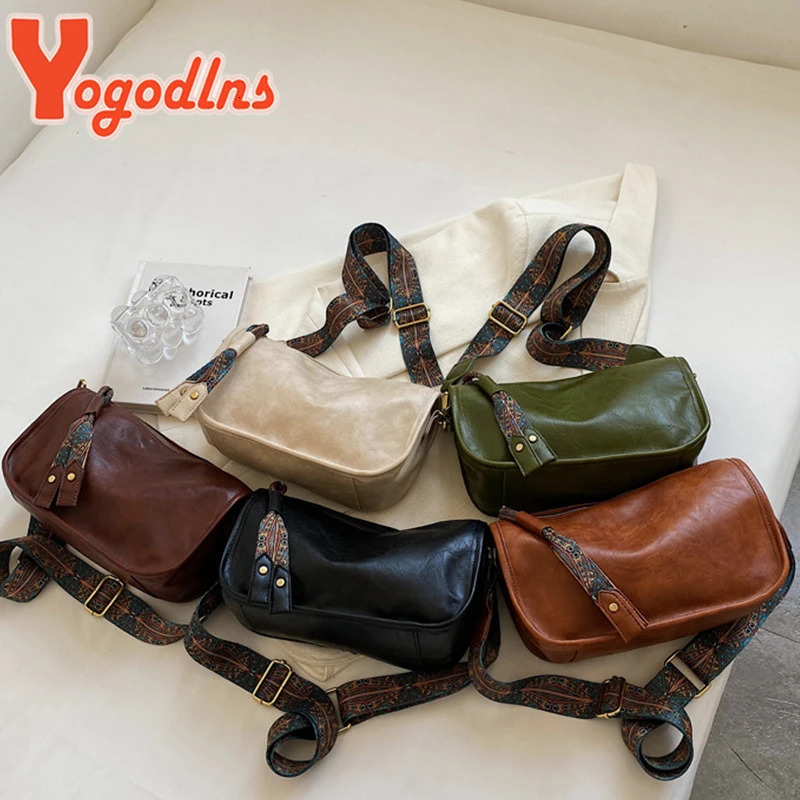 Yogodlns Vintage Shoulder Bag For Women PU Leather Pillow Style Crossbody Lady Messenger Ladies Tote Purse 250107