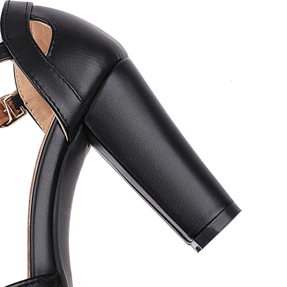 Plus Size 40 43 High Heel Shoes Round Toe Heels Retro Womens Platform Pumps With Party Wedding Footwear T Strap Female Sandals
