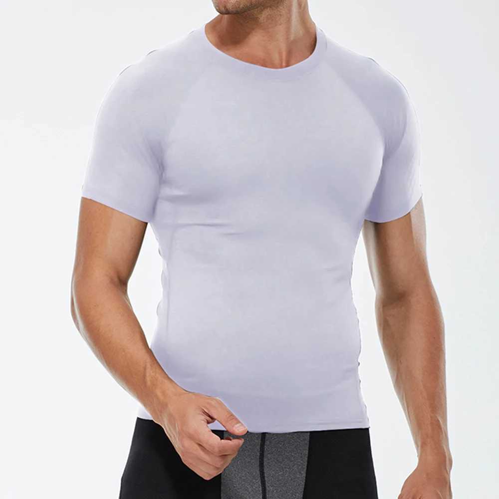 Mens compression shirt quick drying short sleeved sports T-shirt gym running T-shirt mens outdoor fitness breathable top W250111