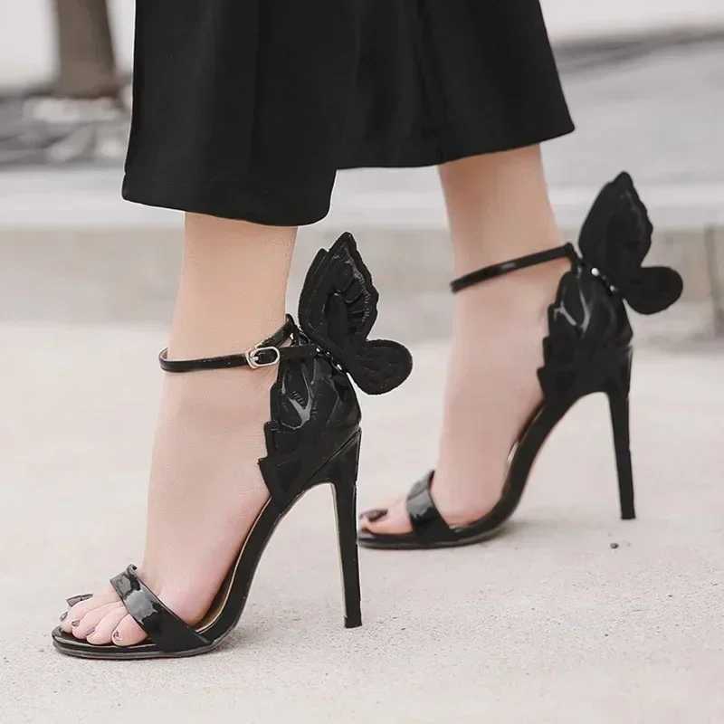 New Arrival Open shoelaces three-way butterfly wings stiletto heels womens sandals summer shoes T250110