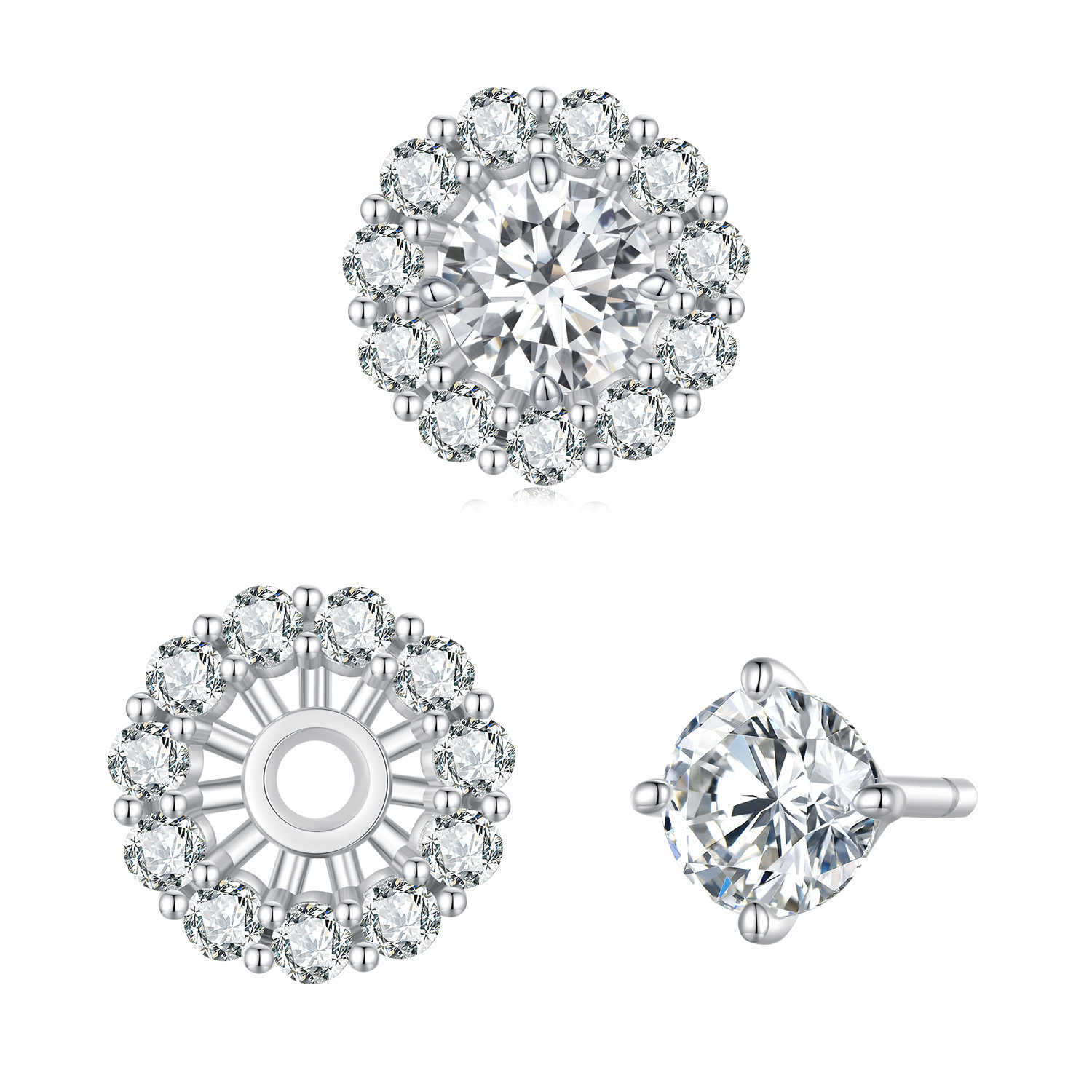 New 50 points sparkling moissanite earrings creative design structure s925 silver belt certificate earrings