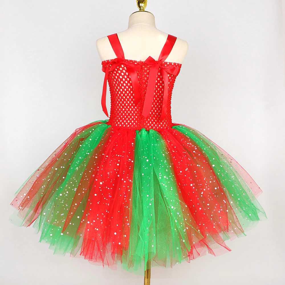 Sparkly Red Green Candy Girls Clothing Christmas Glitter Tutu Dress Bow Childrens Christmas Par Set Sparkling New Years Clothing W250111