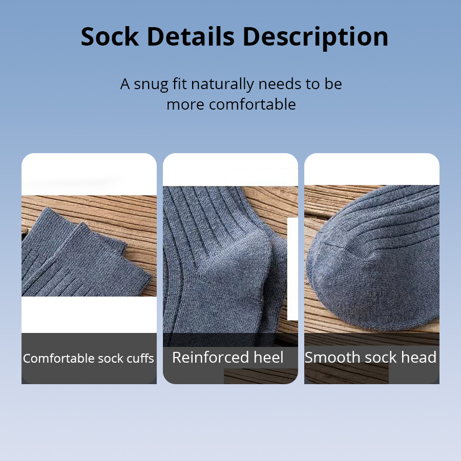 5 Pairs Men's Black and White Warm Socks Set Autumn and Winter Men's Solid Color Casual Business Socks