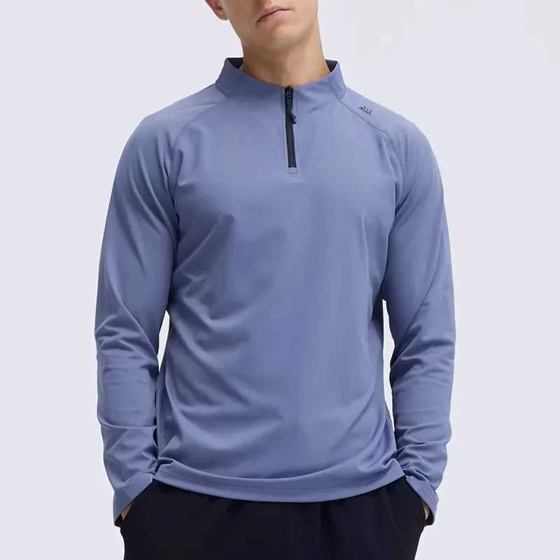 Half zip stand up collar long sleeved T-shirt quick drying fitness suit mens outdoor running bicycle training casual sports top W250111