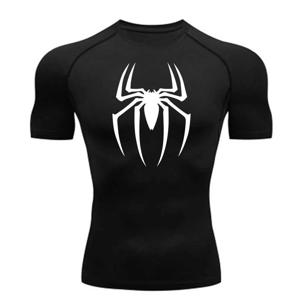 New compression shirt mens fitness gym superhero sports running T-shirt Rashgard top three-way quick drying short sleeved mens T-shirt W250111