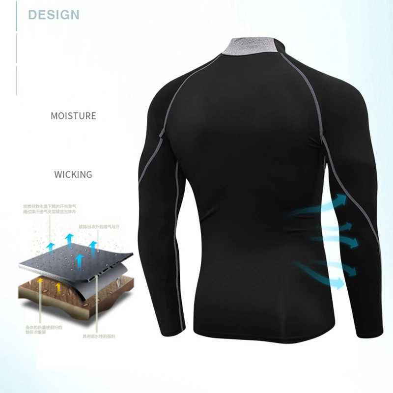 New compression running shirt mens stand up collar elastic T-shirt Raglan long sleeved fitness top quick drying gym sportswear W250111