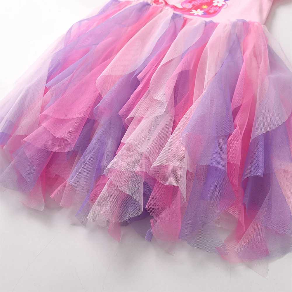 DXTON New Princess Dress Autumn Girls Long Sleeve Dress Irregular Grid Childrens Dress Flower Childrens Par Clothing W250111