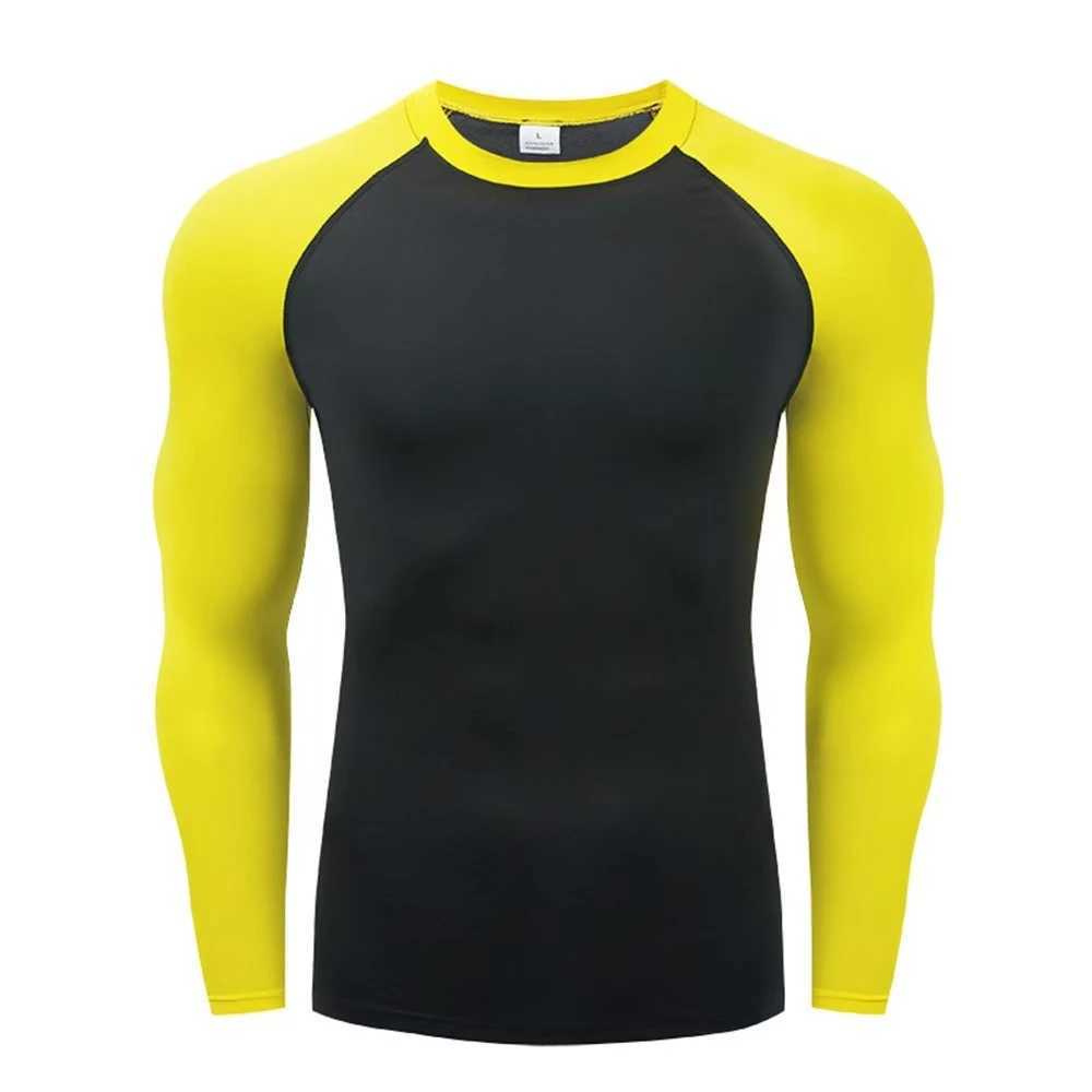 Compression T-shirt mens long sleeved fitness running shirt quick drying exercise tight fitting fitness gym sports T-shirt mens Rashgaard W250111