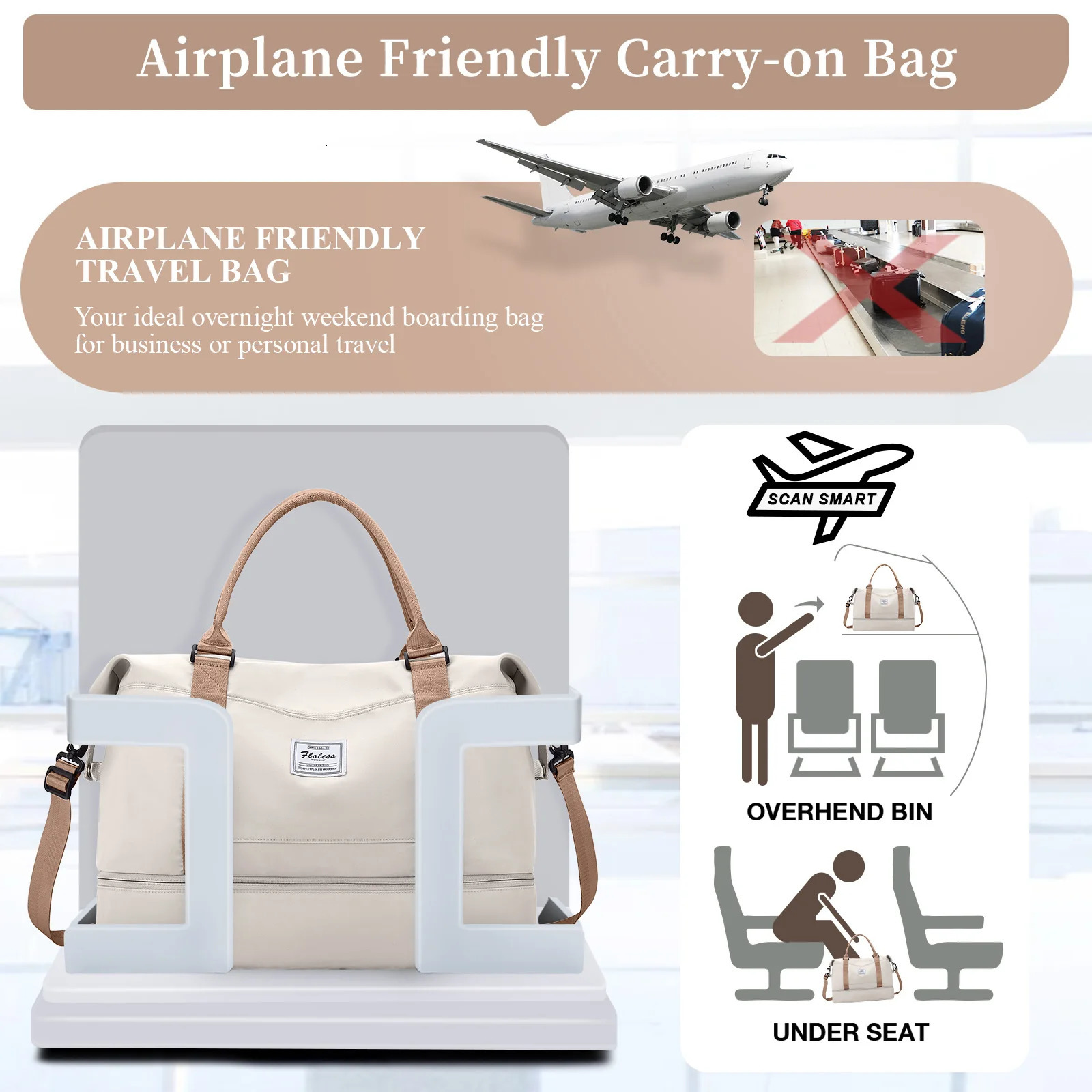 Weekender Bags for WomenPersonal Item Travel Bag with Shoes CompartmentOvernight Travel Duffel Bag with Toiletry Bag 250106