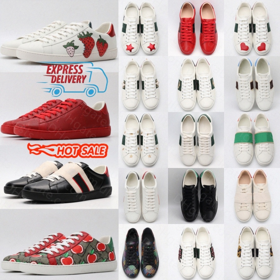 Bee Designer Sneakers Ace Low Casual Shoes Embroidered Tiger Leather Classic Shoe Green Red Stripe Luxury Mens Womens Snake Black Ivory Stars Ap h1eq#
