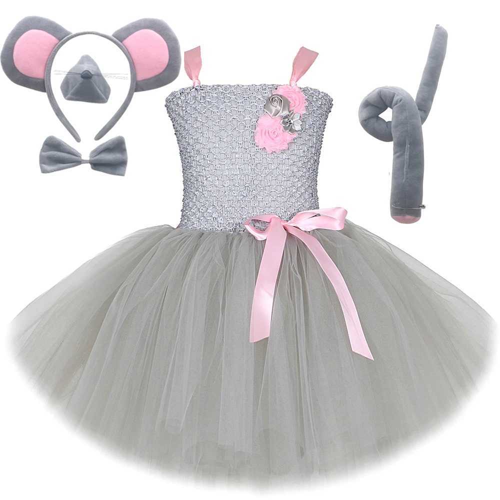 Baby girl gray Tutu childrens costume Halloween mouse costume childrens animal costume birthday costume with ear bow tie set W250111