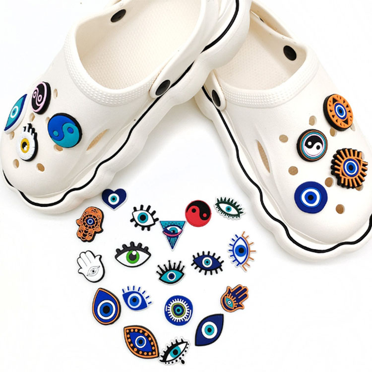 PVC Eyes Blue Flowers Buckle Accessories Adult Sandals Shoe Charms Fit Holiday Gifts