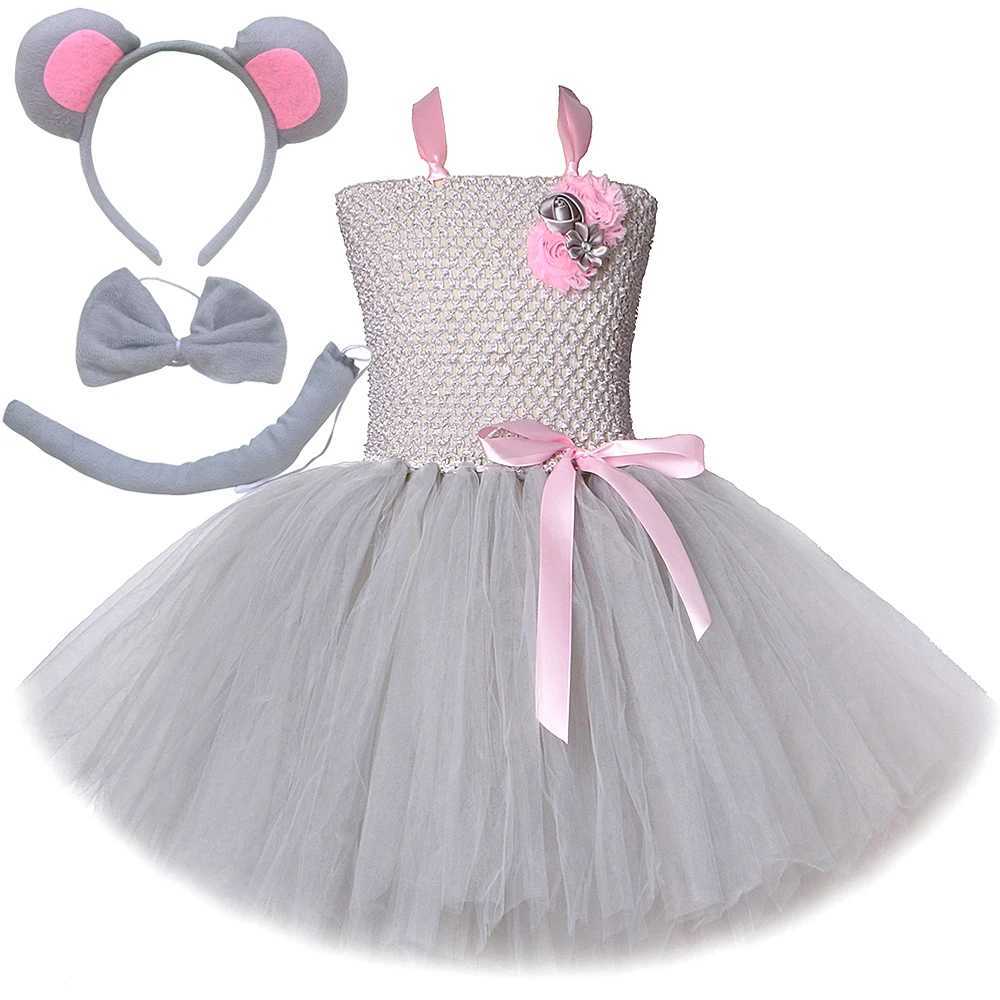 Pink gray Easter bunny costume for girls bunny Tutu dress and ear tie set childrens Halloween animal costume birthday costume W250111