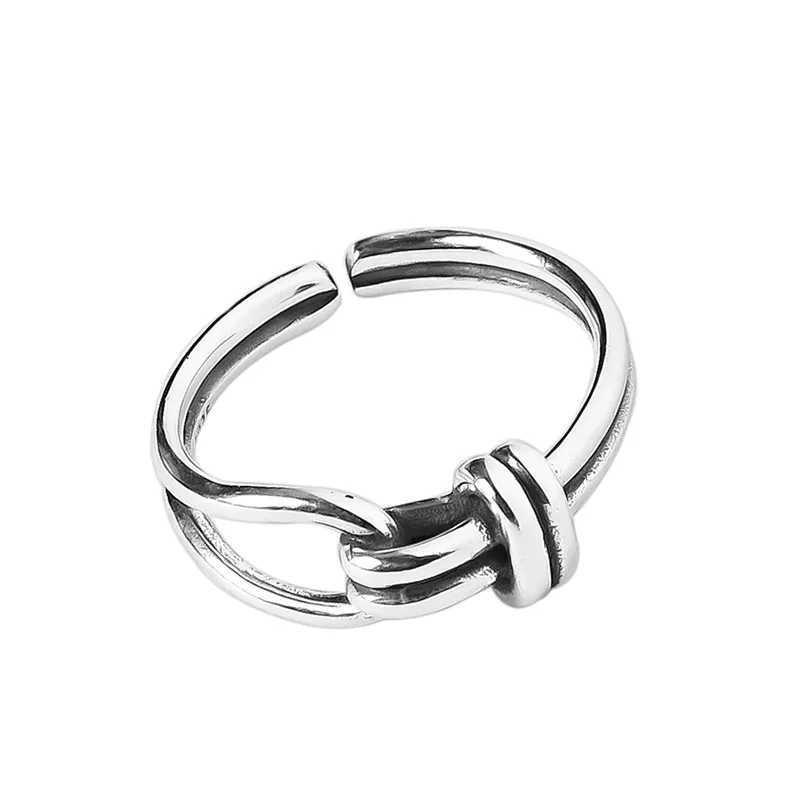 Ventilate 925 sterling silver ring INS fashion hip-hop retro couple hollow line punk Thai silver party adjustable jewelry W250111