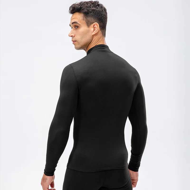 Compressed mens running long sleeved T-shirt gym clothing autumn tight fitness polo shirt fast drying bodybuilding muscle T-shirt W250111